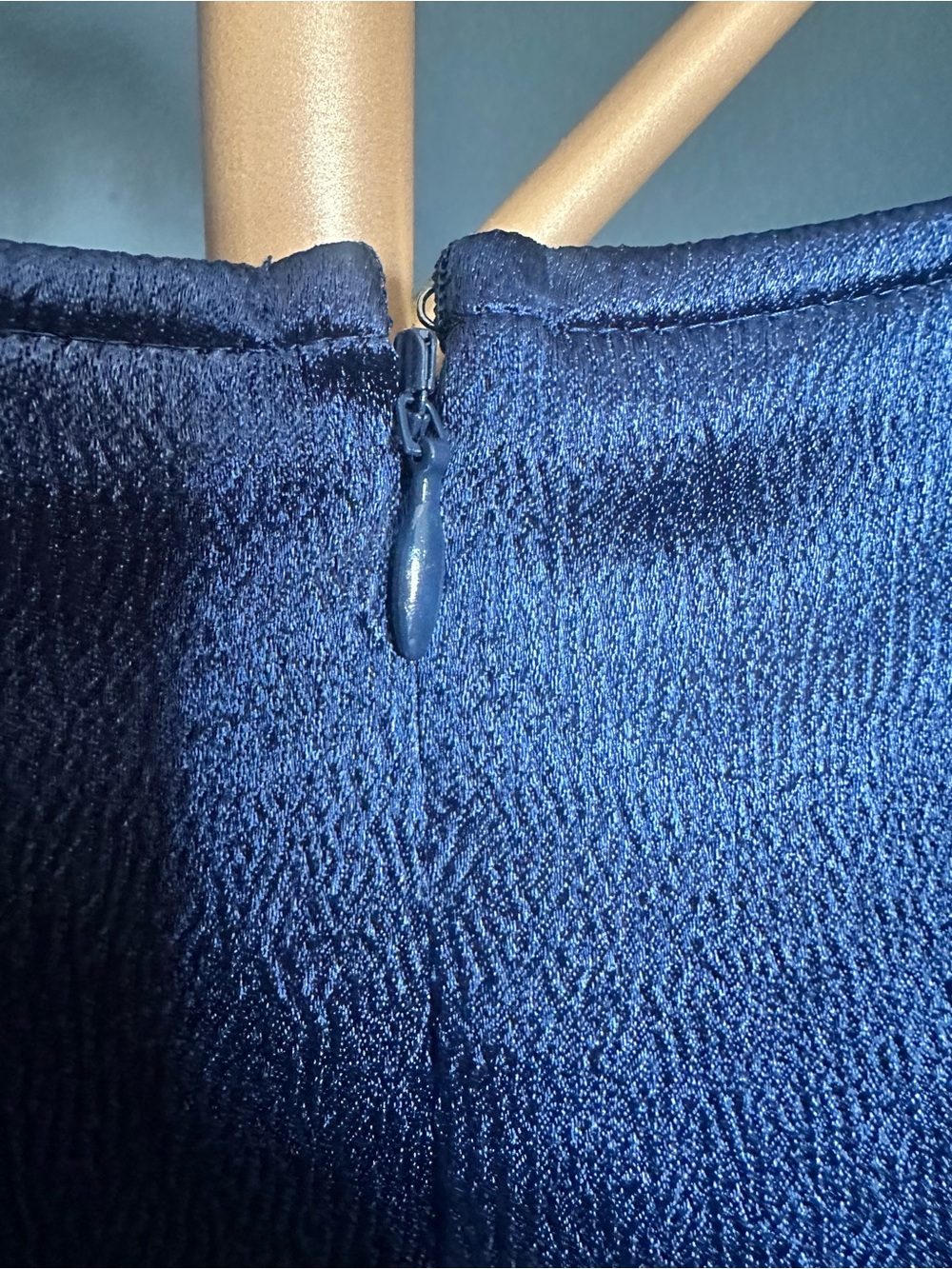 Express Navy Satin Midi Dress Faux Wrap - Picture 7 of 12
